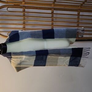 100% cashmere made in Scotland scarf purple tan cream plaid soft